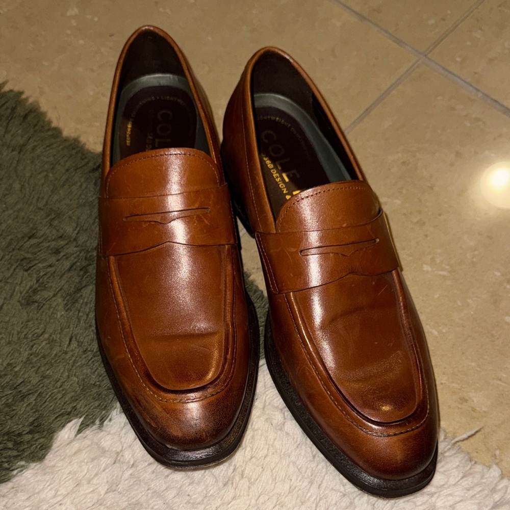 Cole Haan Men's Tan Leather Penny Loafers